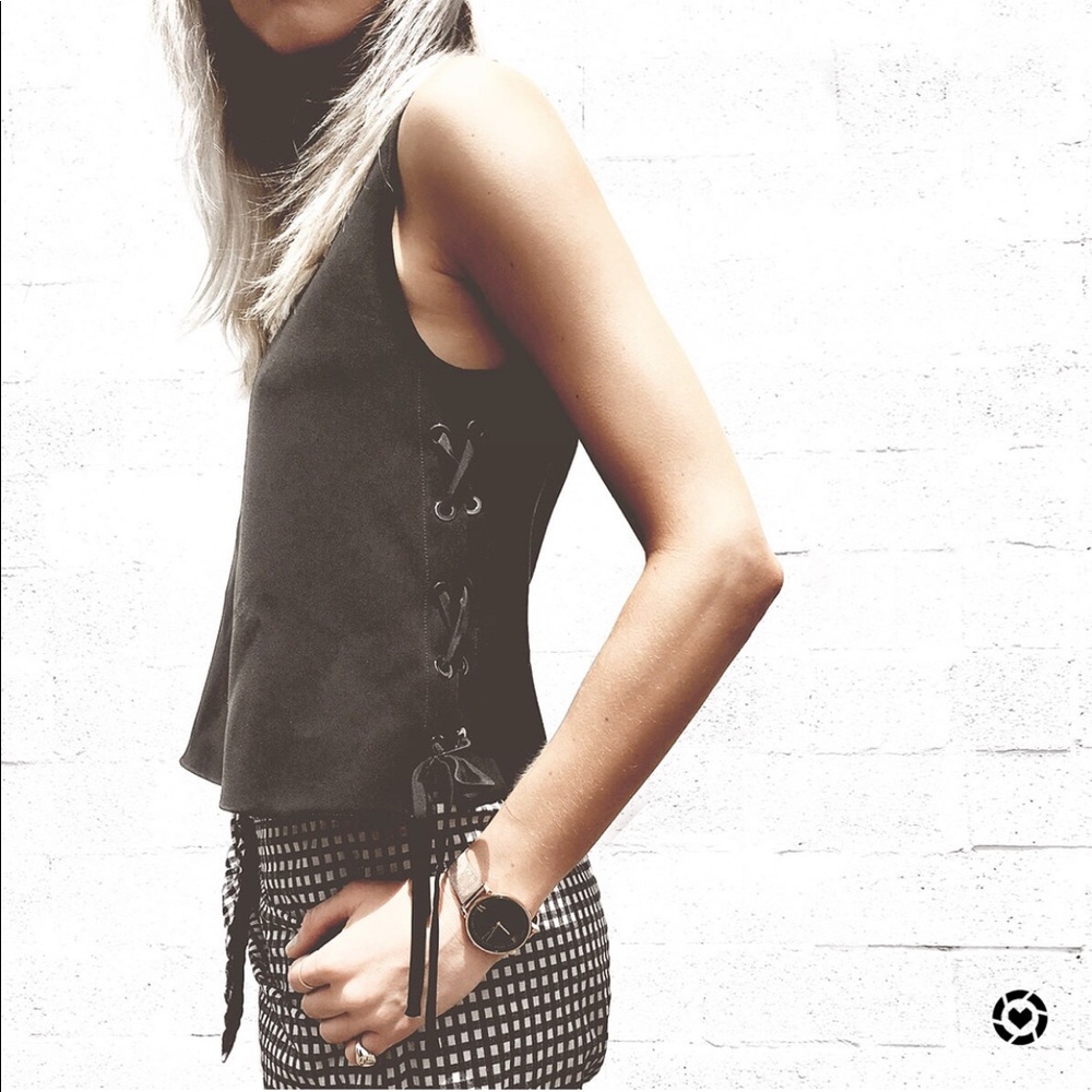 rag & bone Black Tank with side tie details